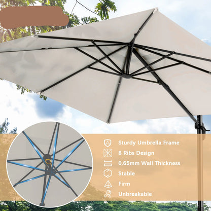 Zweefparasol – Hangparasols – Verstelbare Parasol – Aluminium Parasol – 3×3 Meter – 360° Draaibaar – UV- En Waterbestendig - Marineblauw