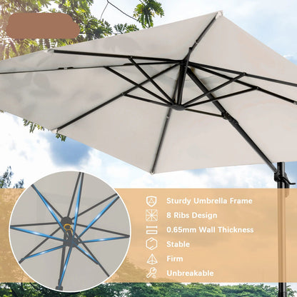 Zweefparasol – Hangparasols – Verstelbare Parasol – Aluminium Parasol – 3×3 Meter – 360° Draaibaar – UV- En Waterbestendig - Beige