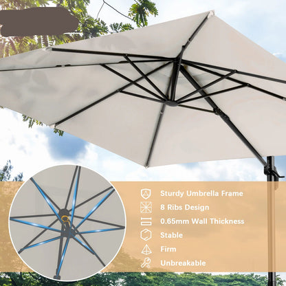 Zweefparasol – Hangparasols – Verstelbare Parasol – Aluminium Parasol – 3×3 Meter – 360° Draaibaar – UV- En Waterbestendig - Lichtblauw