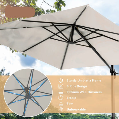 Zweefparasol – Hangparasols – Verstelbare Parasol – Aluminium Parasol – 3×3 Meter – 360° Draaibaar – UV- En Waterbestendig - Grijs