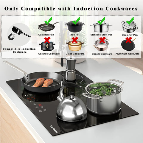 Inductie kookplaat - Induction Hob - Induction Cook Top - Inductie Fornuis - Elektrische Brander - 4 branders - met stekker - Touch Control - Timer Safety Lock - 3500W - Zwart