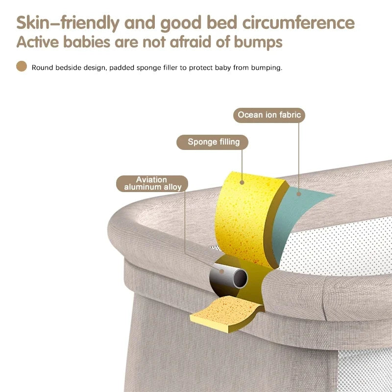 Elektrisch Babybed - Babybedje - Wieg - Babybed - Ledikant - Verstelbare Hoogte - met Muskietennet - Schommelbed - Multifunctioneel - Binnen & Buiten - Met Afstandsbediening - Bluetooth - Bruin