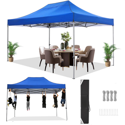 Partytent - Pop-Up Partytenten - Easy up Tent - Vouwtent - Party Tent Opvouwbaar - 3x4.5m - Canopy Tent - Waterdichte - voor Tuin Evenementen - en Feesten - Zonwering - voor Feest - Tuin - Camping of Markt - Blauw