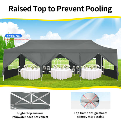 Partytent – Tuinpaviljoen – Evenemententent – Overkapping – 3x6 Meter – Staalframe – Waterdicht Met Zijwanden - Grijs