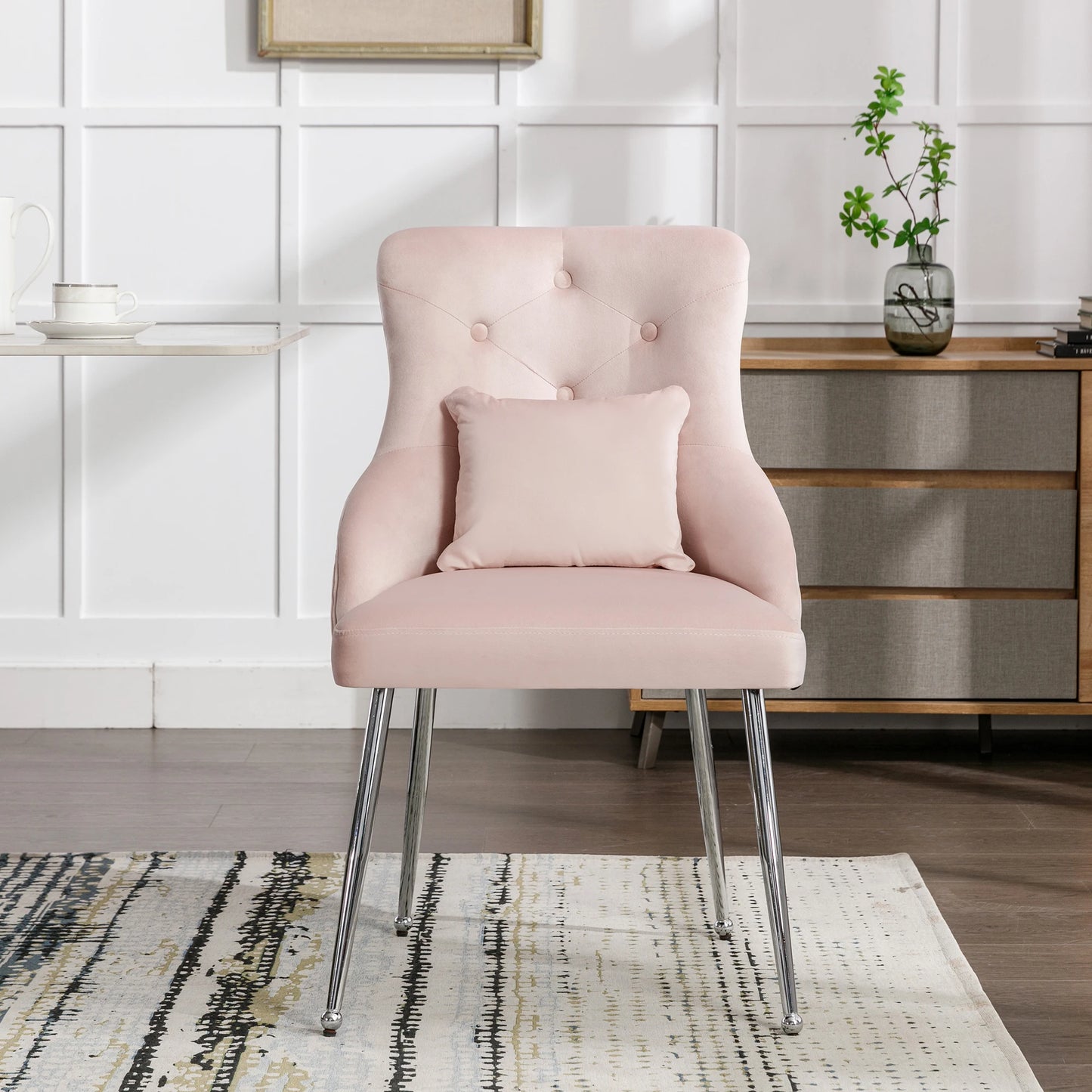 Eetkamerstoel – Zachte Stoel – Fluwelen Stoel – Velvet Stoel – Metalen Pootjes – Ergonomische Lendensteun – Verstelbare Voetjes - 4 Stuks