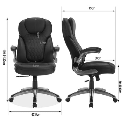 Bureaustoel - Swivel Stoel - met Hoofdsteun - Verstelbare - Rugleuning - Ergonomische - Draaibare - 67.5 x 73 x 110.5-120 cm - Zwart