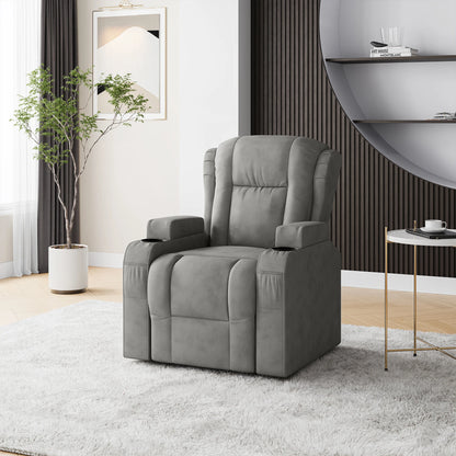 Relaxfauteuil – Relaxstoel – Massagestoel – Tv-stoel – Verstelbare Fauteuil Grijs – 8 Vibratiemotoren Met Verlichting – Handmatig Verstelbare Rugleuning Tot 150°