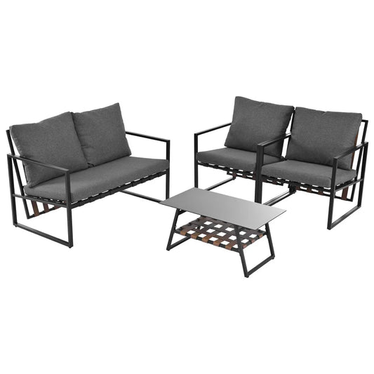 Tuinset Voor 4 Personen – Loungeset – Terrasmeubilair – Buitenmeubilair – Balkonset – Gegalvaniseerd Stalen Frame – Weerbestendige Kussens