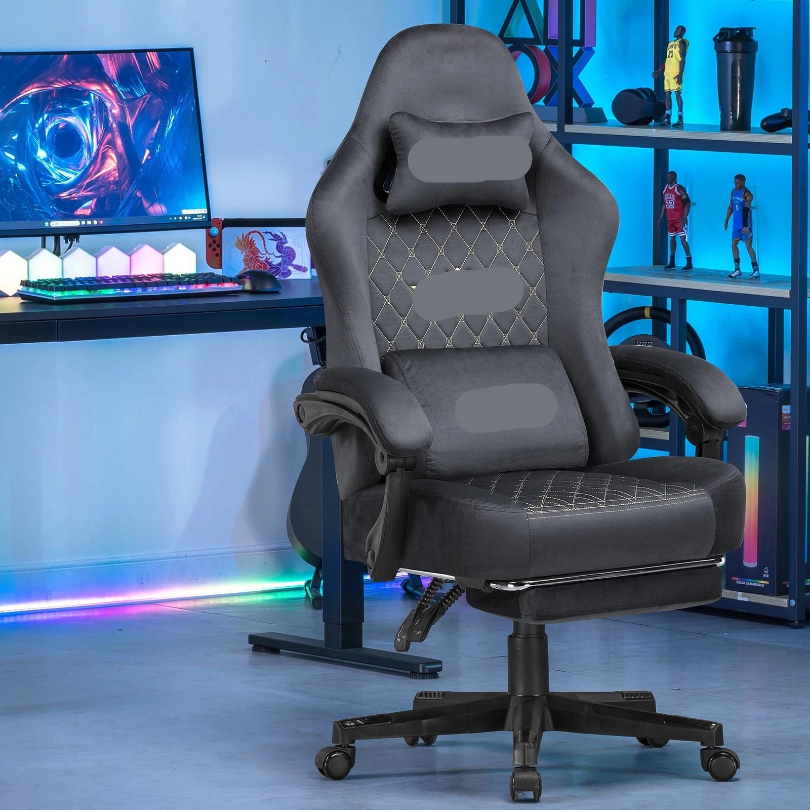 Gamingstoel – Gamestoel – Bureaustoel – Racingstoel – Gaming Chair – Verstelbaar – Ademend Stof - QUORE