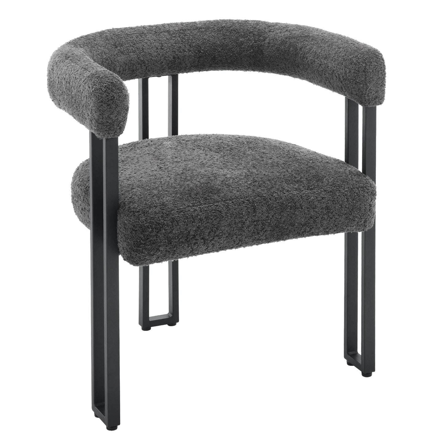 Eetkamerstoelen - Eetstoelen - Keukenstoelen - 2 Stuks - Moderne Stijl - Ergonomische - met Rugleuning - Armleuning - Voor Keuken - Eetgedeelte - Chenille-stof Zitje - Metalen Voeten - 61.5 x 72 x 51.5 cm - Donkergrijs