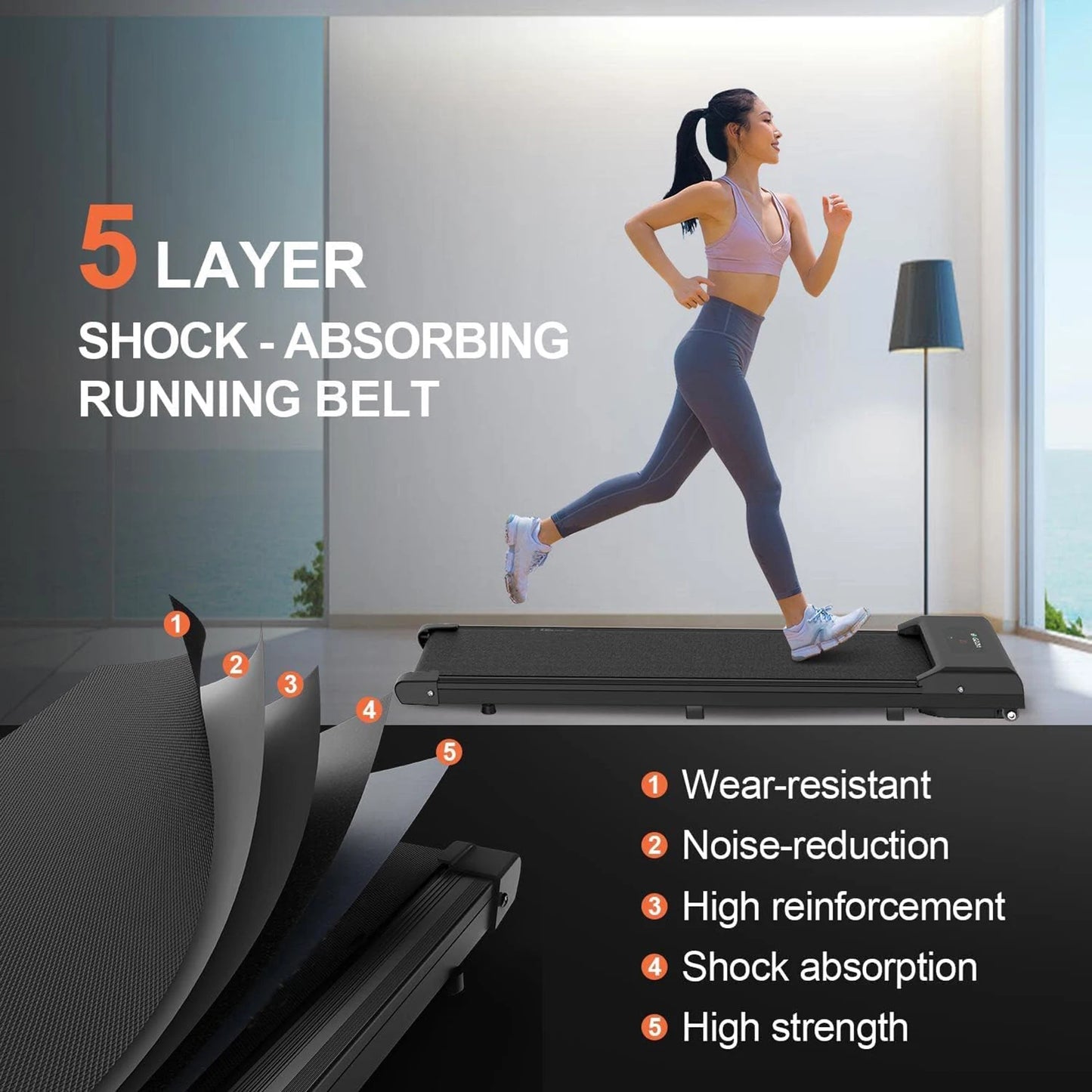 Loopband – Walking Pad – Loopmachine – Hometrainer – Fitnessapparaat – Compact Design 13 cm Hoogte – 10 km/u Snelheid met Afstandsbediening – Zwart