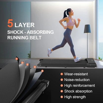 Loopband – Walking Pad – Loopmachine – Hometrainer – Fitnessapparaat – Compact Design 13 cm Hoogte – 10 km/u Snelheid met Afstandsbediening – Zwart