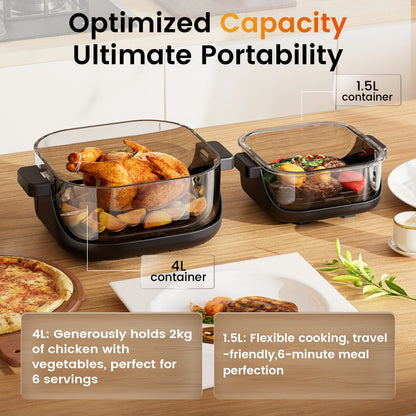 GTPLAYER Airfryer Multifunctional Hot Air Fryer 4 Litre with Easy View Window Glass Container Hi-Fry Automatic Sc
