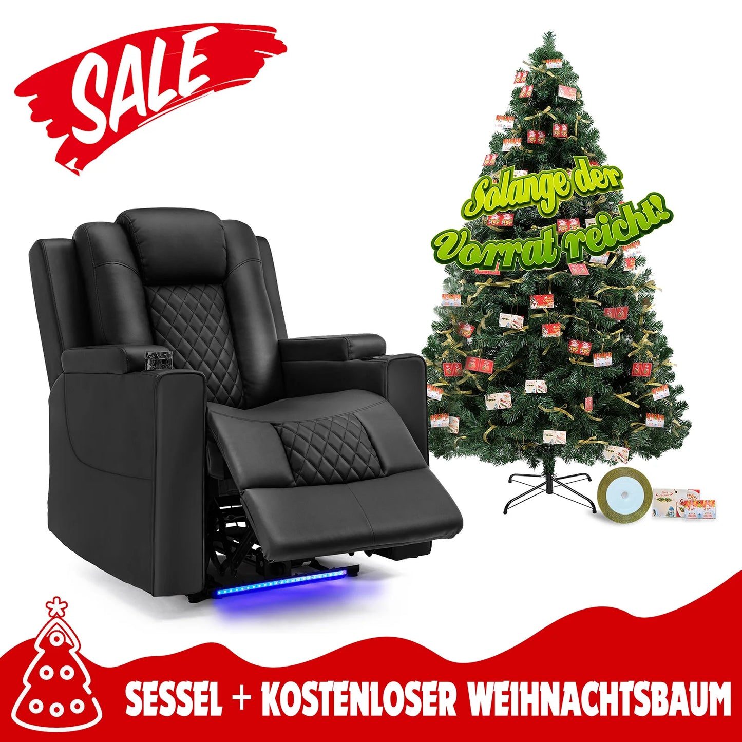 Relaxfauteuil – Relaxstoel – TV Fauteuil – Draaifauteuil – Schommelstoel – Verstelbare Rugleuning tot 160° – Uitklapbare Voetensteun – Beige PU/Linnen