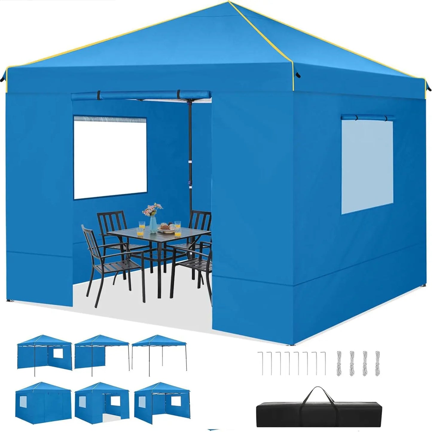 Tuinpaviljoen – Tuinkamer – Tuinoverkapping – Pop-Up Tent – 3x3 Meter – Waterdicht – UV-Bescherming - Blauw