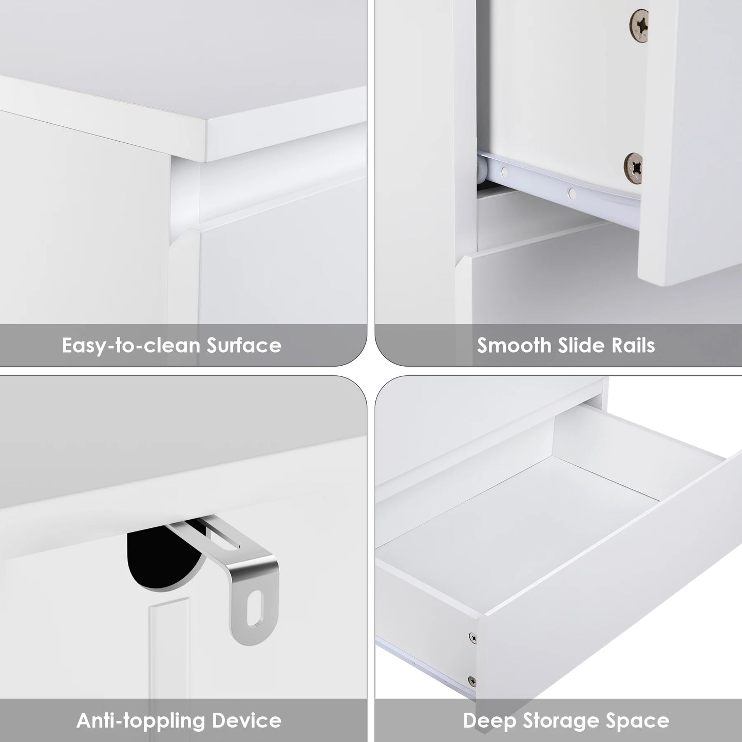 Getone Chest of Drawers Bedroom, Tall Chest of Drawers with 6 Drawers, Bedroom Furniture Storage Cupboard Cabinet  Bedroom Dresser, for Living Room Hallway  60x40x119cm, White/Black