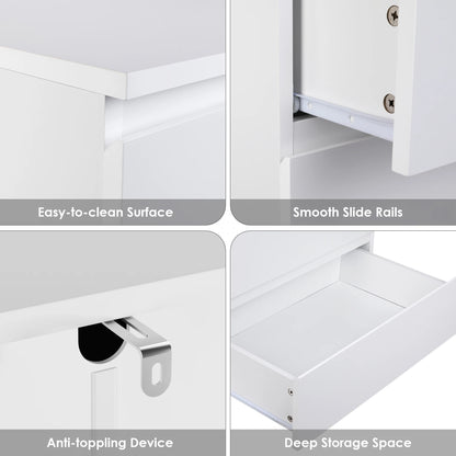 Getone Chest of Drawers Bedroom, Tall Chest of Drawers with 6 Drawers, Bedroom Furniture Storage Cupboard Cabinet  Bedroom Dresser, for Living Room Hallway  60x40x119cm, White/Black