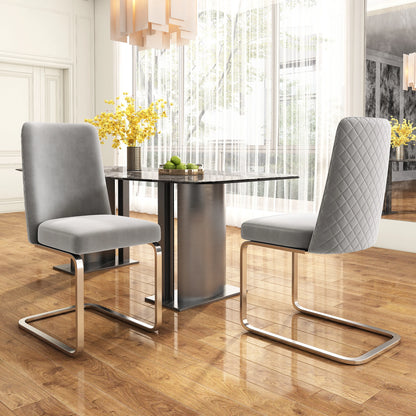 Eetkamerstoelen – Stoelen – Dining Stoelen – Velvet Stoel – Metalen Onderstel – Diamond Rugontwerp – Draagvermogen 150 Kg