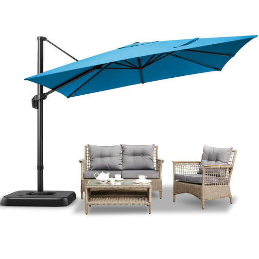 Parasol - Zweefparasol - Vrijdragende Parasol – Grote Parasol – Tuinparasol – Draaibare Parasol – 3X3 Meter – UV-Bestendig – Waterafstotend - Blauw