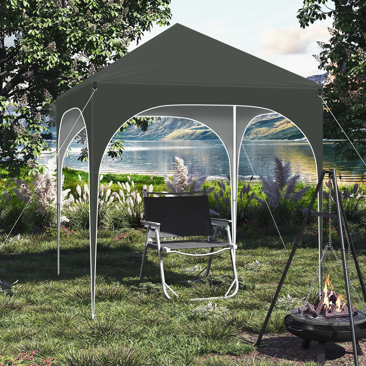 Opvouwbare Partytent - Easy up Partytent - Pop-up Paviljoen - 2x2m - Verstelbare Hoogte - Zijwanden - Waterdicht - UV - Bescherming - Buiten - Beige