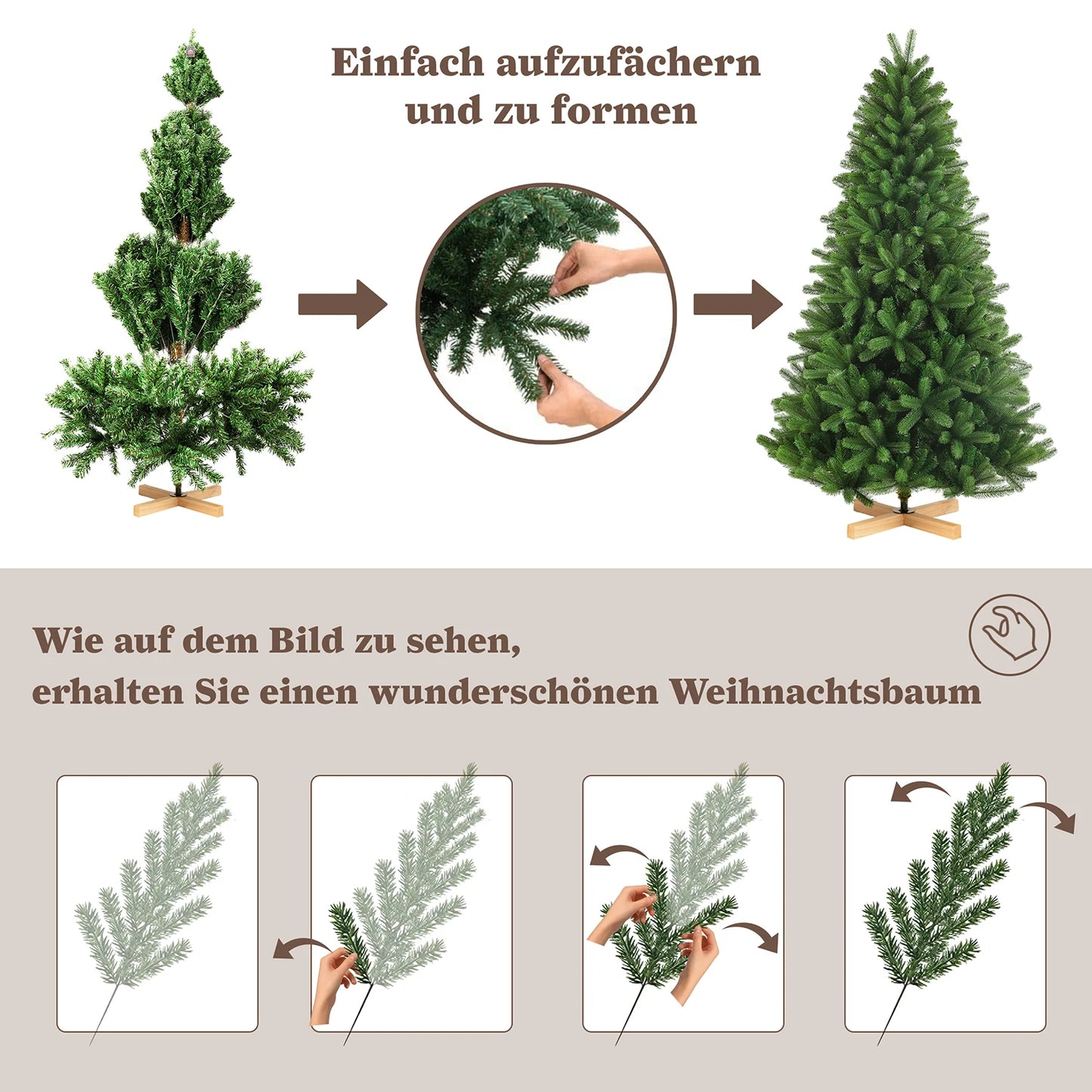 Kunstkerstboom met witte sneeuw – Kunstboom – Nep kerstboom – LED kerstboom – Kerstdecoratie – 235 cm hoog – Warmwitte LED verlichting met 8 standen