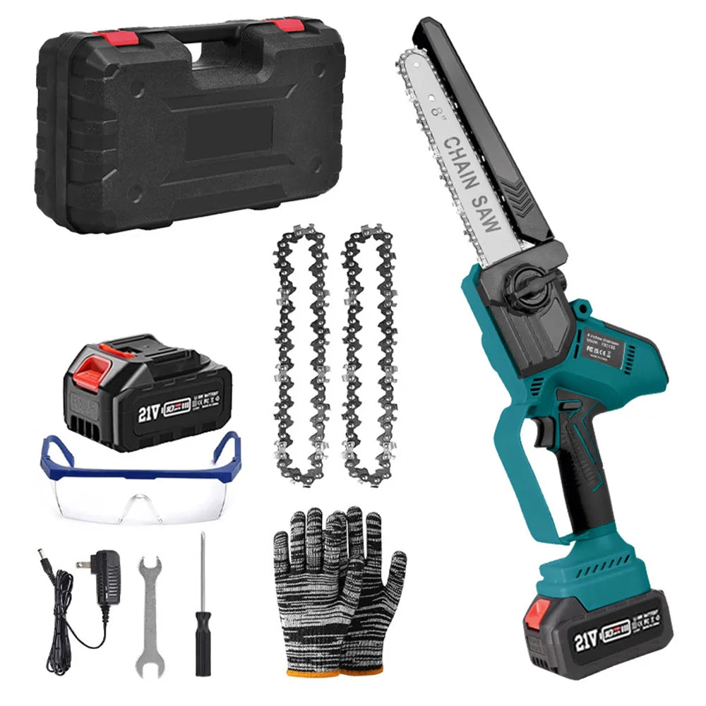 Mini Kettingzaag - Takkenzaag - Handzaag - Snoeizaag - Draadloze - 8 Inch - 18V - 3000W - Brushless - Boom- en Houtzagen - Tuin - Lightweight - 1 Accu