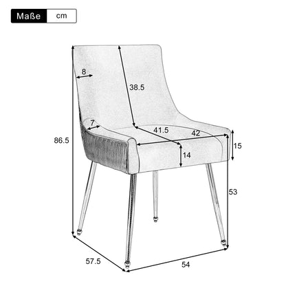 Eetkamerstoel – Stoel – Dining Chair – Velours Stoel – Set Van 2 - Gewatteerde Stoel – Metalen Pootjes – Ergonomisch Ontwerp - Roze