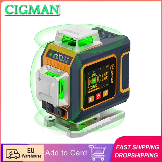 16-lijnen lasernivelleerder – laser waterpas – bouwlaser – nivelleermachine – kruislaser – 4×360° groene lasers – automatische nivellering met app bediening - QUORE