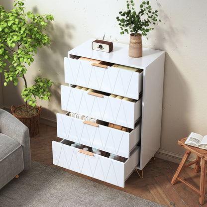 Ladekast – Kasten – Opbergkast – Dressoir – Ladenkast – 4 Lades – Modern MDF Metalen Poten