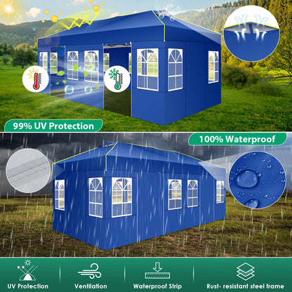 Partytent – Opvouwbare Tent – Buiten Tent – Tuin Tent – 3x6 Meter – Waterdicht – UV-Bestendig - Blauw