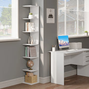 Freestanding Bookcase - Storage Cabinet - Storage Rack - High Shelf Cabinet - Standing Cabinet - 7 Levels - Flexible Layout - Durable &amp; Sturdy - 30x189.5x28cm - White