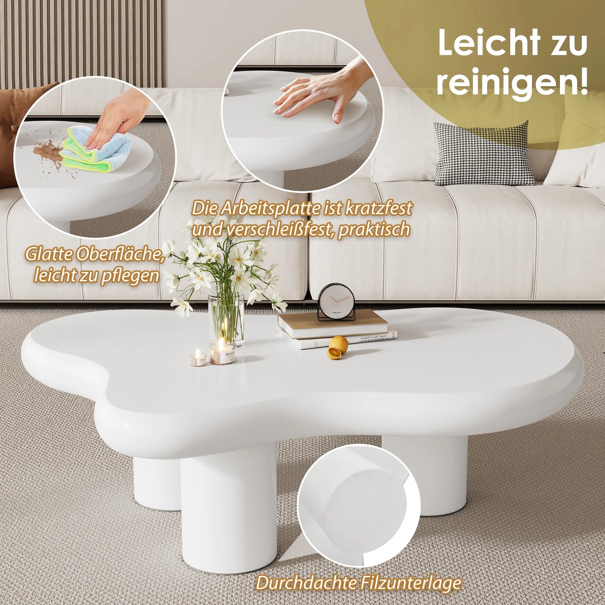 Salontafel – Wolkvormige - Originele Tafel – Design Tafel – Woonkamer Tafel – MDF Tafel – 97x67 cm – Draagvermogen 80 kg - QUORE