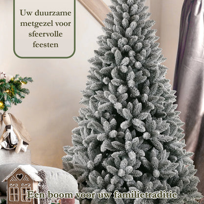 Witte Kunstkerstboom – Kunstkerstboom – Nephboom – Kerstboom Met Sneeuweffect – Winterboom – 210 cm Hoog – 100% PVC Met 1381 Takpunten & Metalen Standaard