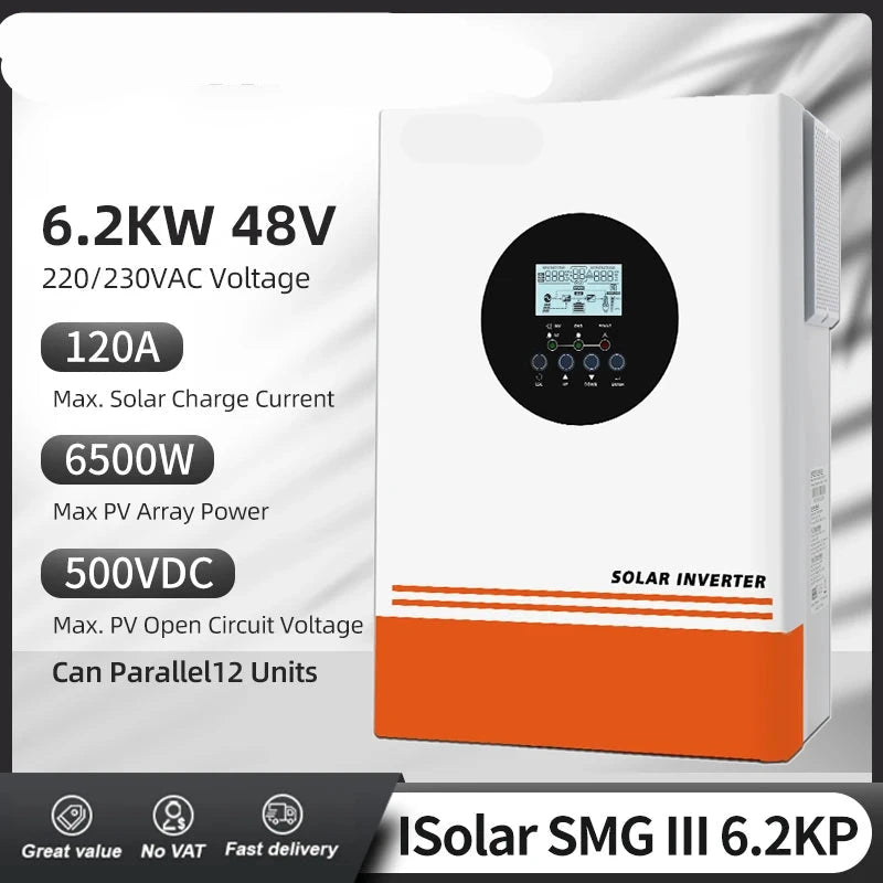 Omvormer – Zonne-energie Omvormer – Solar Converter – PV Inverter – 6,2 kW Capaciteit – 120A MPPT – Pure Sinusgolf Uitgang