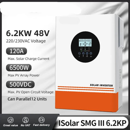 Omvormer – Zonne-energie Omvormer – Solar Converter – PV Inverter – 6,2 kW Capaciteit – 120A MPPT – Pure Sinusgolf Uitgang
