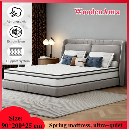 Matras 90 x 200 cm – Pocketvering Matras – Eenpersoonsmatras – Memory Foam Matras – Slaapmatras – Medium Stevig – Ademend 3D Mesh – Ergonomisch Ontwerp – Ultrastil