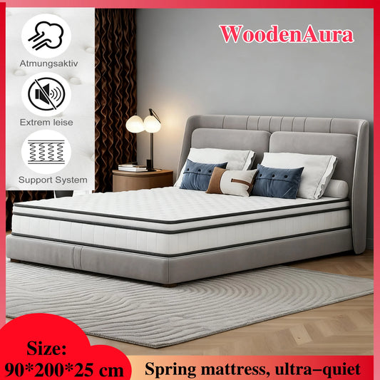 Matras 90 x 200 cm – Pocketvering Matras – Eenpersoonsmatras – Memory Foam Matras – Slaapmatras – Medium Stevig – Ademend 3D Mesh – Ergonomisch Ontwerp – Ultrastil