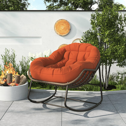 Rotan Stoel – Schommelstoel – Loungestoel – Tuinstoel – Fauteuil – Oversized Design – Waterafstotend Polyester Kussen – Afmetingen 105x90x80 cm