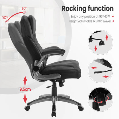 Bureaustoel - Swivel Stoel - met Hoofdsteun - Verstelbare - Rugleuning - Ergonomische - Draaibare - 67.5 x 73 x 110.5-120 cm - Zwart
