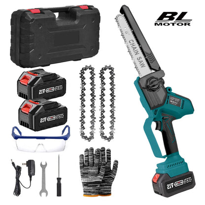 Mini Kettingzaag - Takkenzaag - Handzaag - Snoeizaag - Draadloze - 8 Inch - 18V - 3000W - Brushless - Boom- en Houtzagen - Tuin - Lightweight - 2 Accu