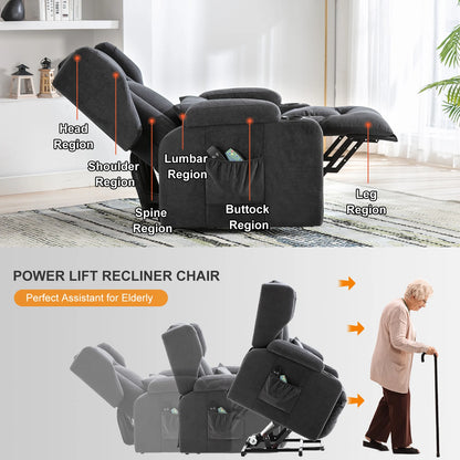 Sta op stoel – Relaxfauteuil – Massagefauteuil – Elektrische stoel – TV stoel – Flanellen bekleding – Verstelbare rugleuning 45° tot 160°