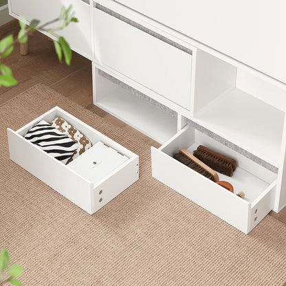 Schoenenkast – Schoenenrek – Schoenentoren – Schoenopberger – Schoenbank – Wit – Compact 24 cm Diep – Inclusief Zitbank Tot 100 kg Belastbaar