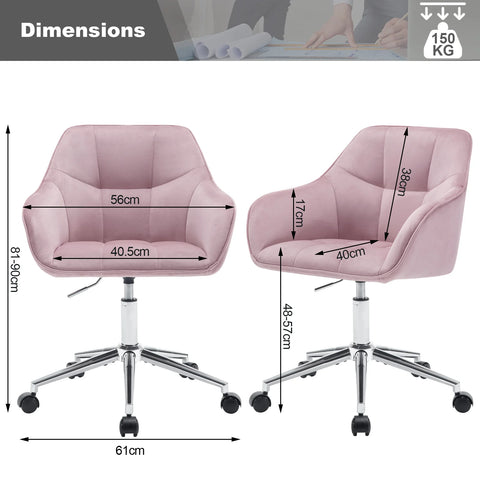 Office Chair - Work Chair - Chairs - Adjustable Height - Armrests - Comfortable Seat - Velvet - 360° Rotatable - Ergonomic - Cream Bouclé