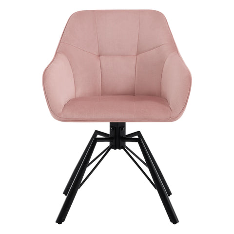 Chair - Dining Chair - Swivel Dining Chair - Ergonomic - Dining Chair with Armrests - Comfortable - Upholstered Kitchen Chair - Velvet Seat - 360° Rotation - Modern Design - 58.5x54.5x82.5cm - Pink Velvet