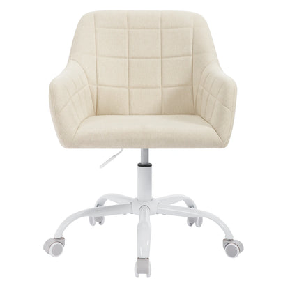 Bureaustoel – Bureaustoelen – Bureaustoel Draaibaar – Ergonomische Bureaustoel – Verstelbare Hoogte – Ademend Stof – Metalen Vijfsterbasis - Beige