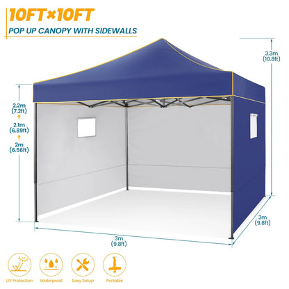 Partytent – Schaduwdoek – Vouwtent – Waterdicht Frame – UPF 50+ Zonbescherming - 3x3 m - Marineblauw