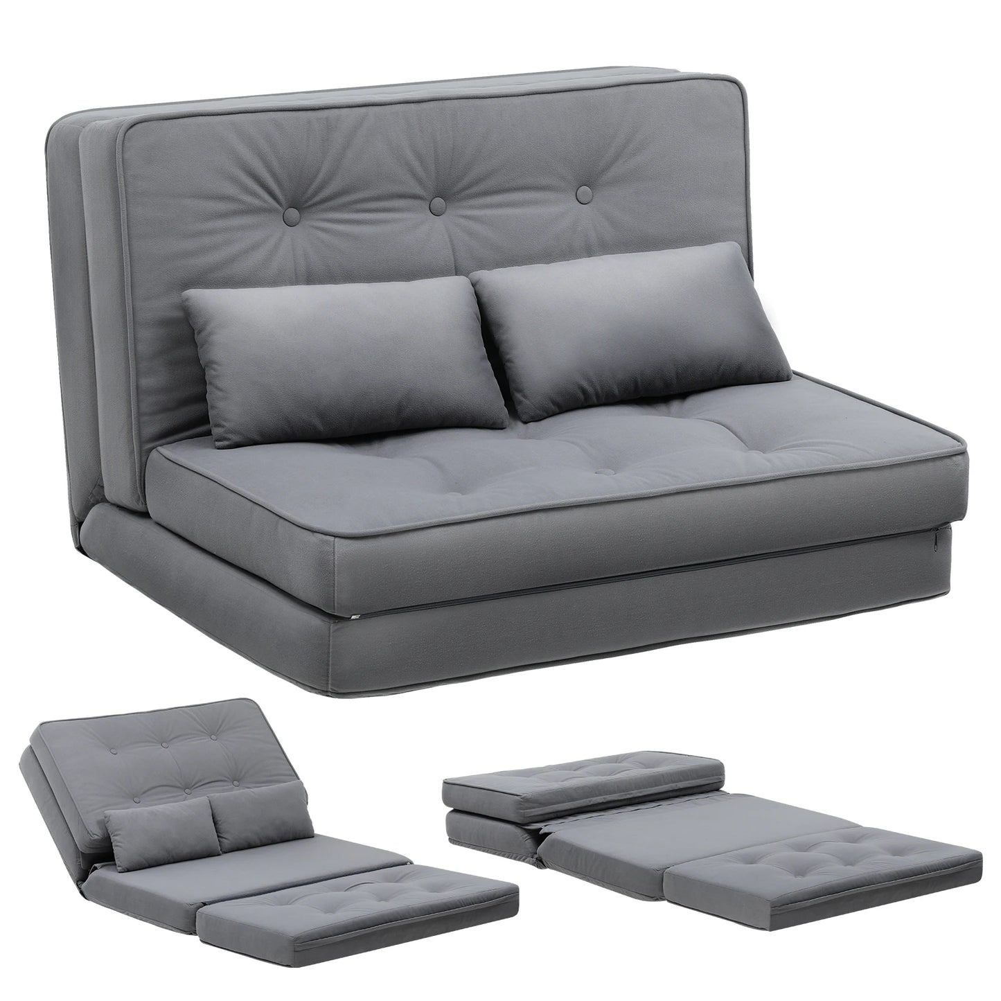 Slaapbank – Bedbank – Sofa Bed – Opvouwbare Bank – Slaapstoel – 6-standen Verstelbare Rugleuning – Ademende Linnen Stof