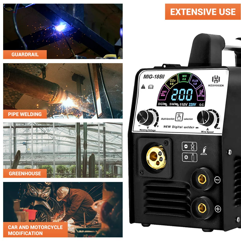 Hzxvogen - Welding machine - Electric welding machine - 5 in 1 - Semi-automatic welding machine - Gas Non-Gas IGBT Inverter - MIG welder TIG ARC/MMA/MAG - Set 2 - Black