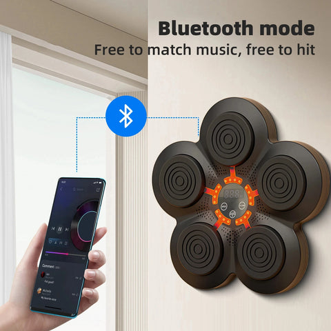 Music Boxing Machine - Music Boxing Machine voor de Muur - Interactieve Muur Boks Trainer met Bluetooth - Met 1 Paar Handschoenen voor Volwassenen - Zwart
