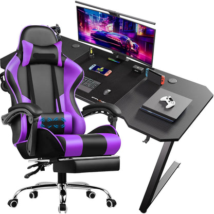 Gaming Tafel en Stoel Set – Gaming Bureau – Game Meubel – Computer Tafel – Gaming Stoel – Ergonomisch Ontwerp – Verstelbare Zitting